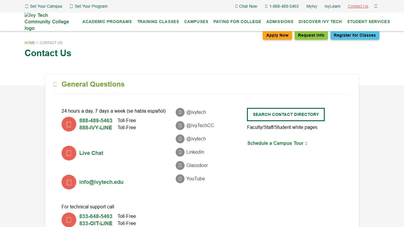 Contact Us - Ivy Tech Community College